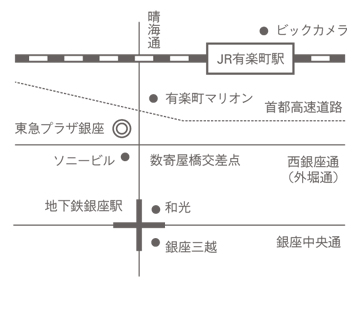 京東都 銀座店へのアクセスマップ