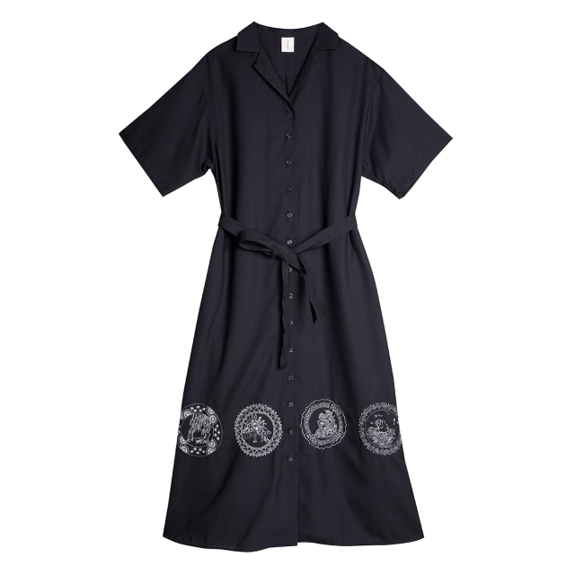 KY08-106B／半袖シャツワンピース／妖怪(黒)