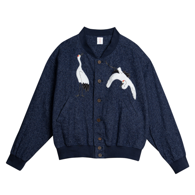 KY27-768／ブルゾン／鶴と五葉松