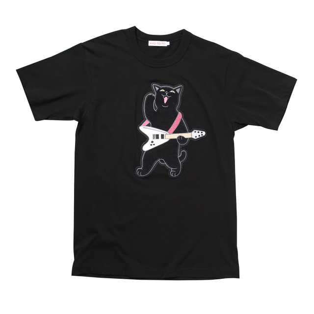 KY54-1093B／Tシャツ／ギター猫(黒) 