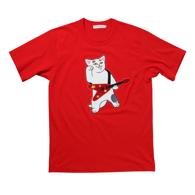 KY54-1093R／Tシャツ／ギター猫(赤) 